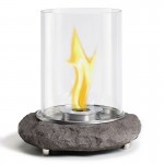 Faux Granite + Glass Tabletop Fireplace w Fuel